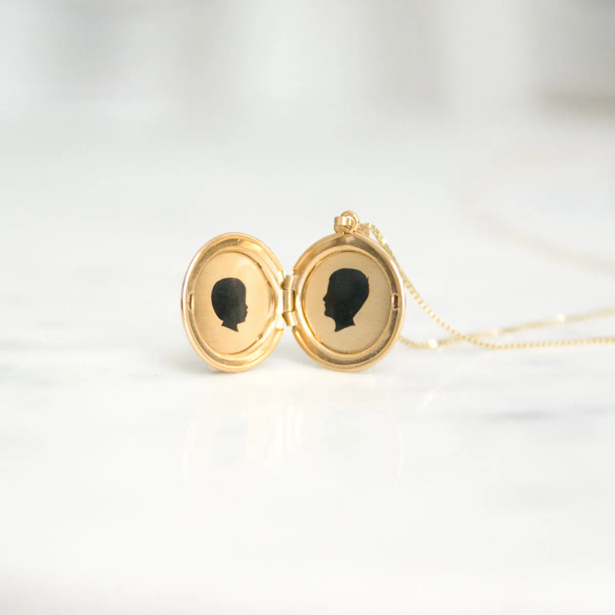 14k Yellow Gold Large Silhouette Locket Necklace