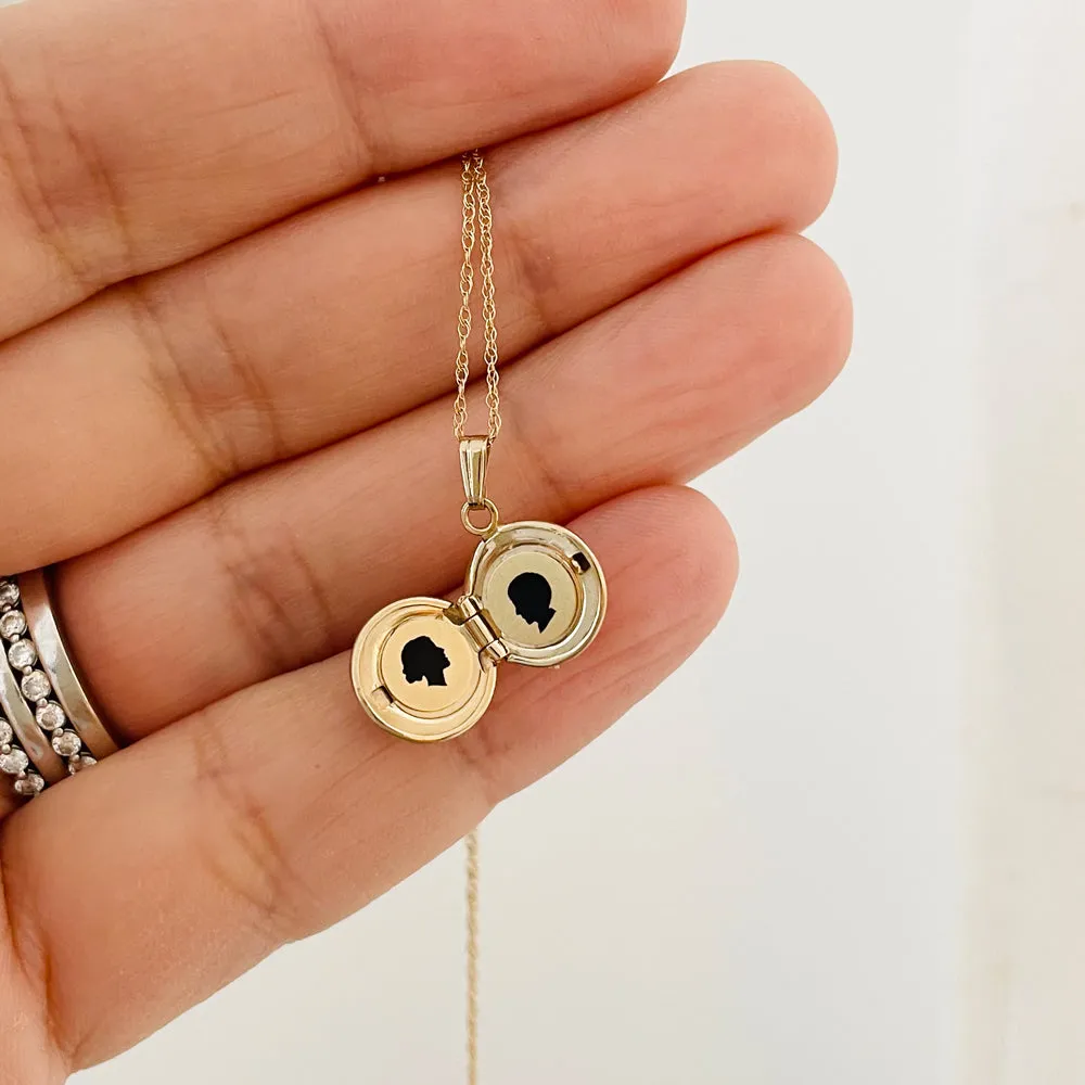 14k Yellow Gold Petite Silhouette Locket Necklace