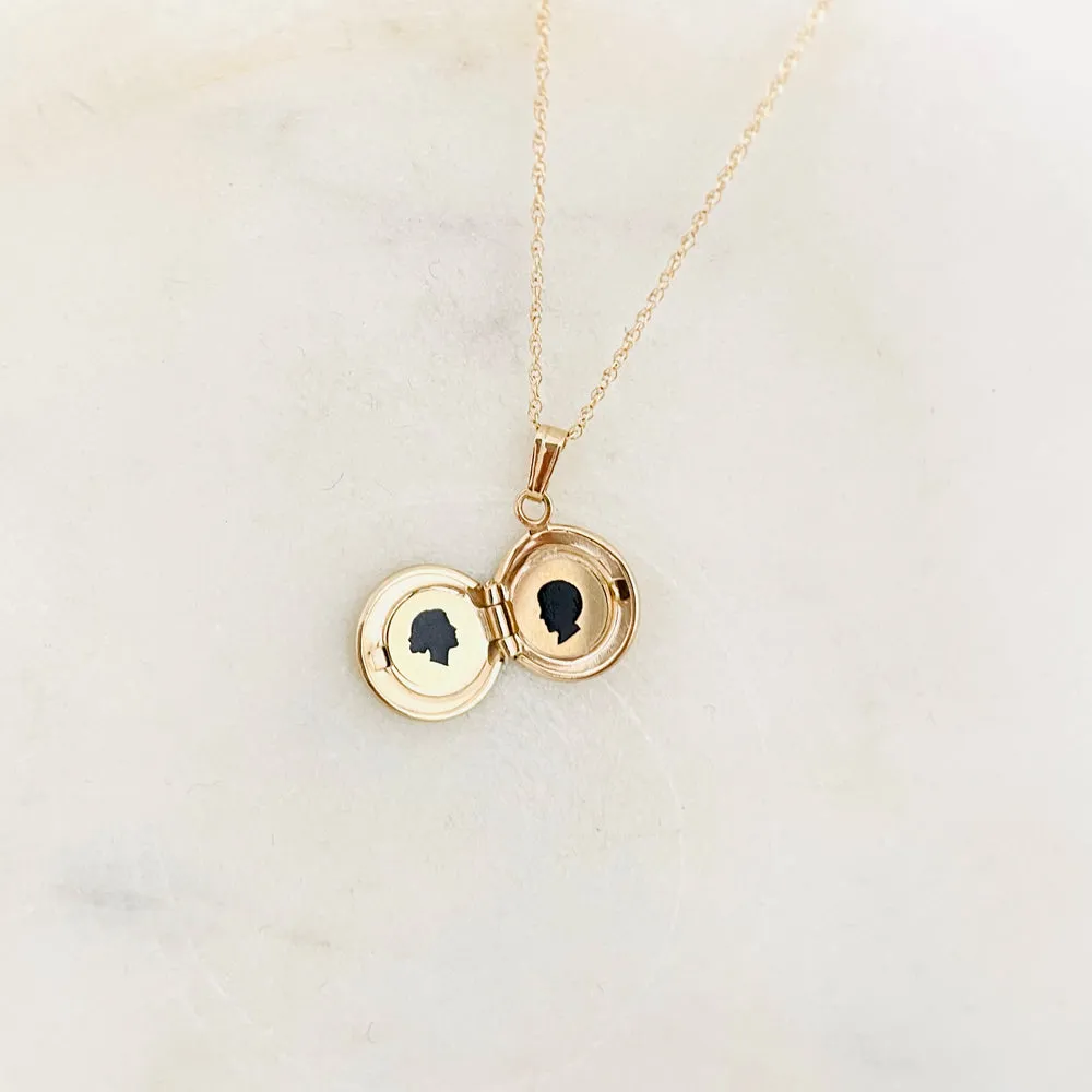 14k Yellow Gold Petite Silhouette Locket Necklace