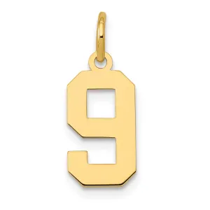 14k Yellow Gold Polished Finish Small Size Number 9 Charm Pendant