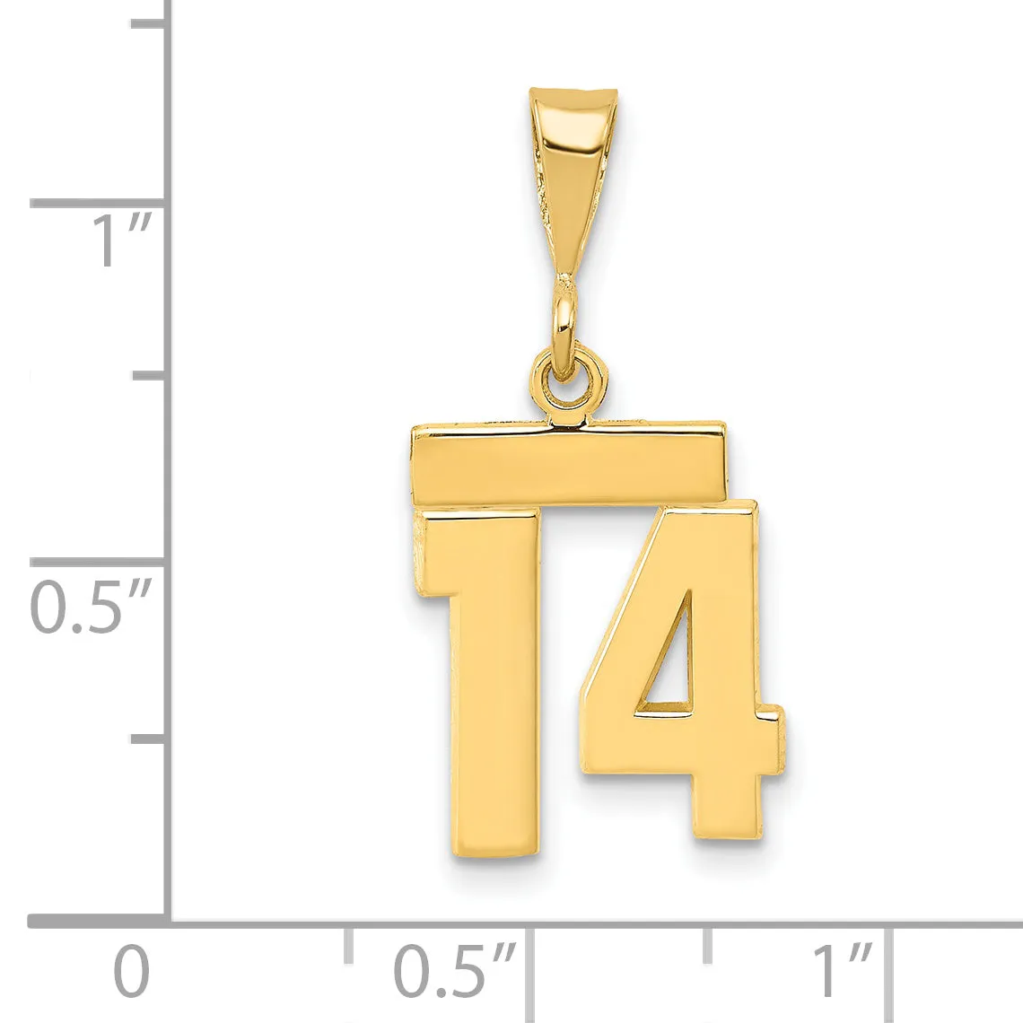 14k yellow gold small polished number 14 charm