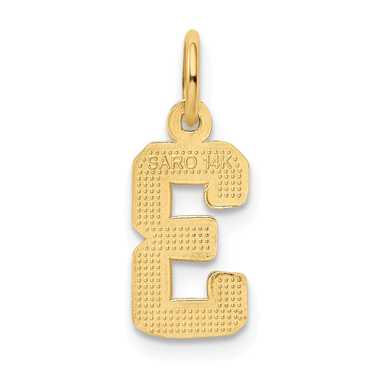 14k yellow gold small polished number 3 charm