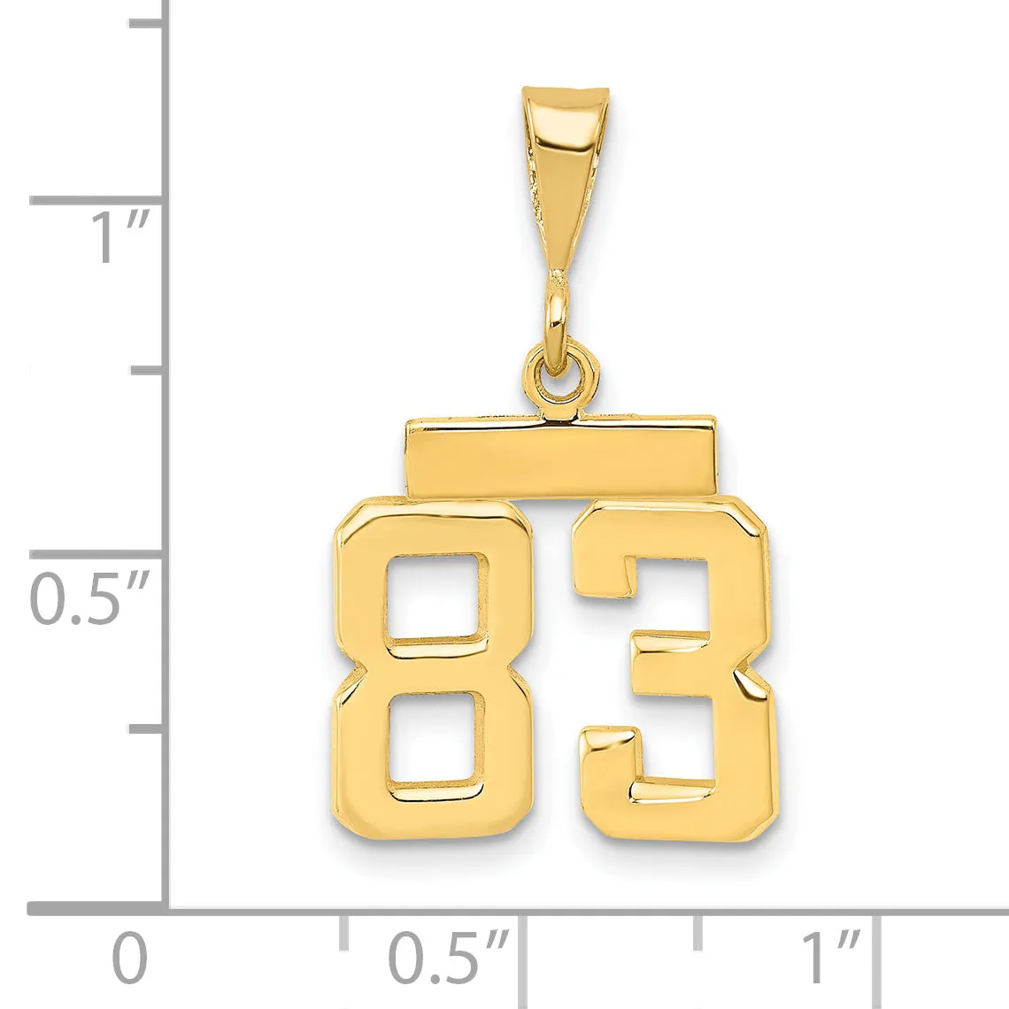 14k yellow gold small polished number 83 charm