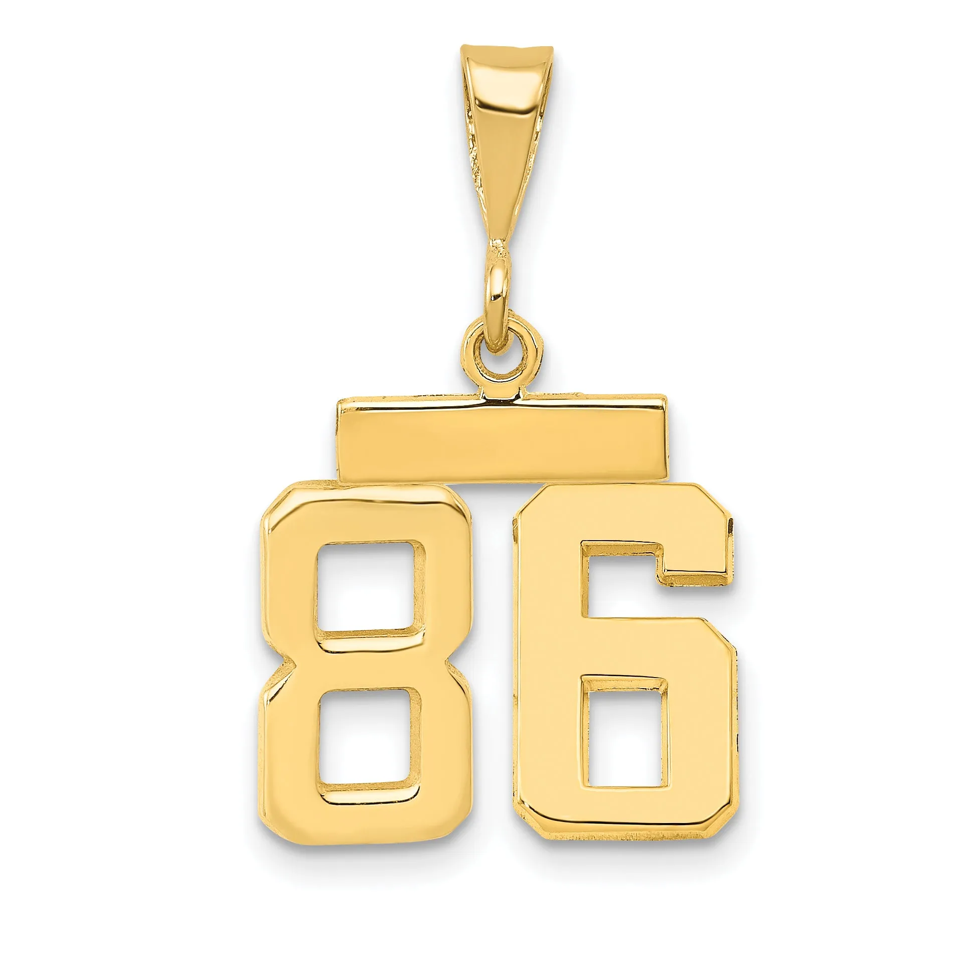 14k yellow gold small polished number 86 charm