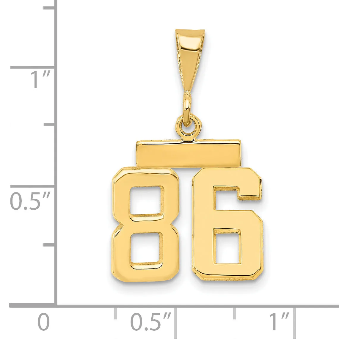 14k yellow gold small polished number 86 charm