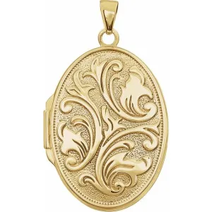 14K Yellow Oval Embossed Locket