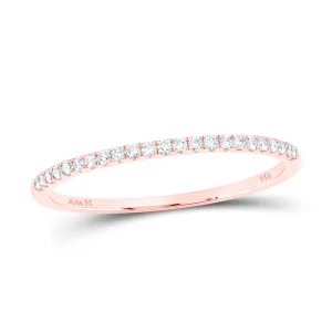 14kt Rose Gold Womens Round Diamond Timeless Stackable Band Ring 1/8 Cttw