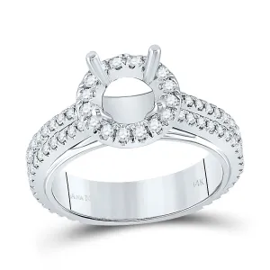14kt White Gold Womens Round Diamond 1-1/4 Ct Rd Center Halo Bridal Wedding Semi-Mount Ring 3/4 Cttw
