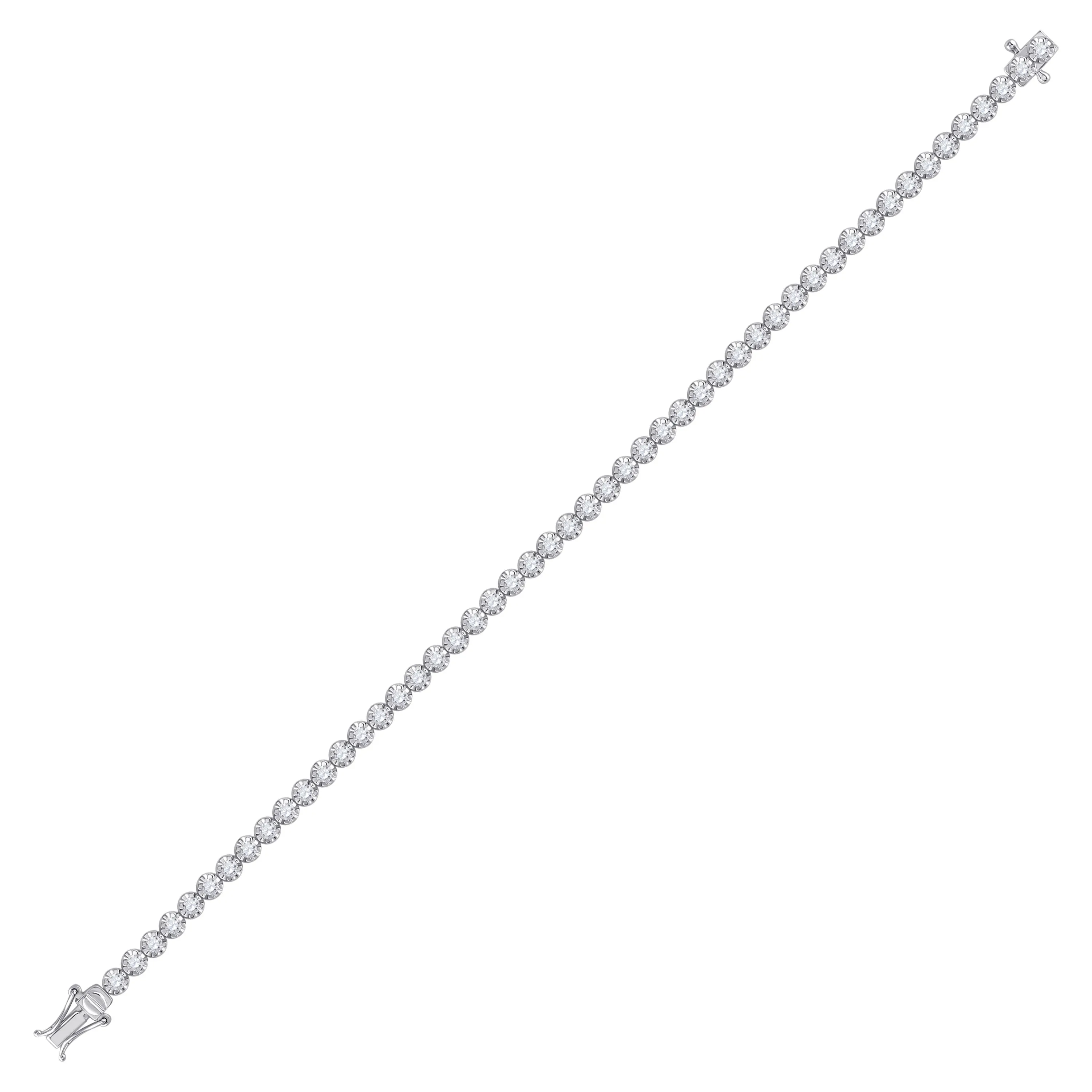 14kt White Gold Womens Round Diamond Timeless Tennis Bracelet 2.00 Cttw
