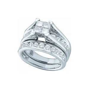 14kt Yellow Gold Womens Princess Diamond Bridal Wedding Engagement Ring Band Set 2.00 Cttw - Size 6