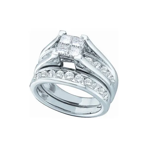 14kt Yellow Gold Womens Princess Diamond Bridal Wedding Engagement Ring Band Set 2.00 Cttw - Size 6