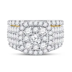 14kt Yellow Gold Womens Round Diamond Bridal Wedding Engagement Ring Band Set 3-3/4 Cttw