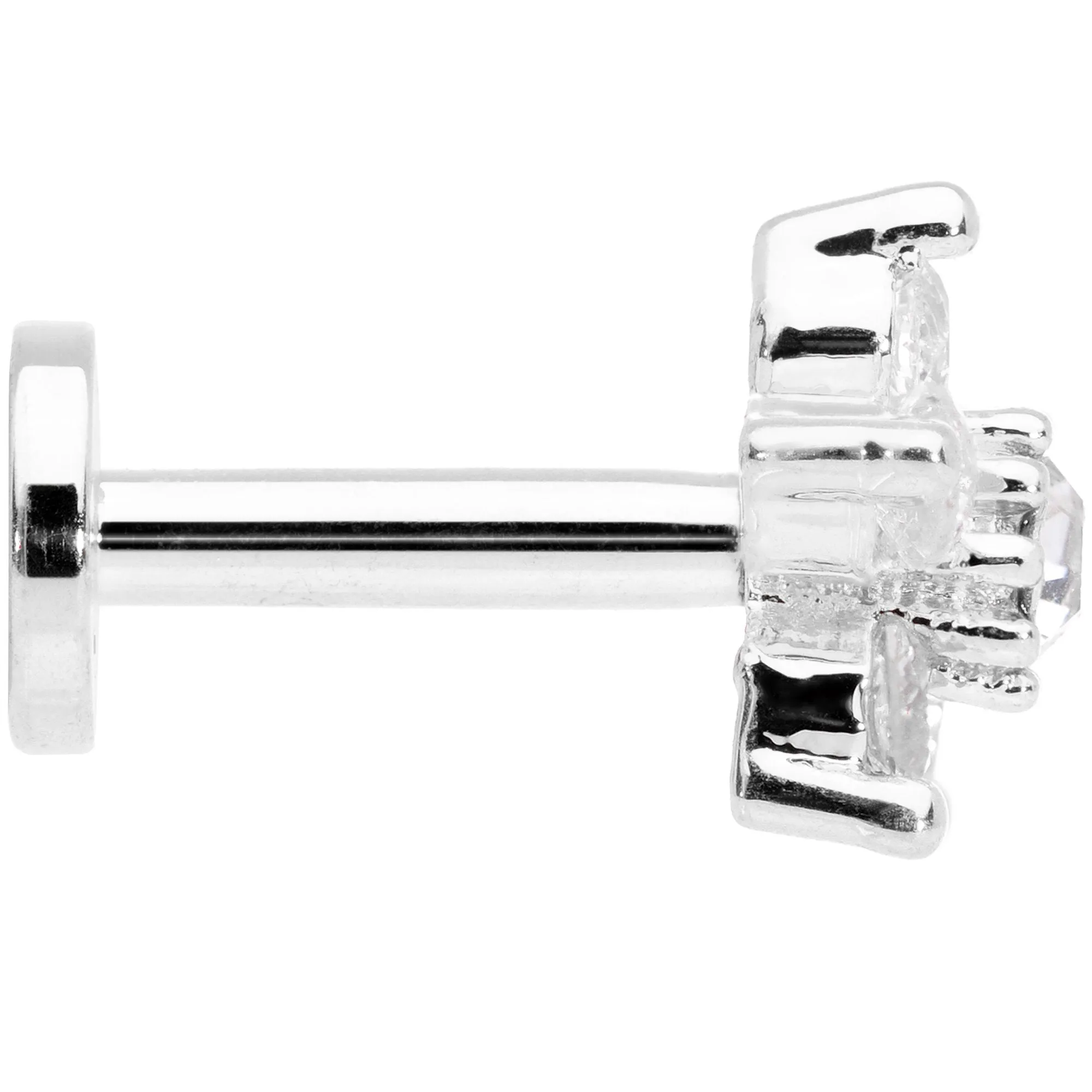 16 Gauge 1/4 Clear CZ Star Internally Threaded Labret