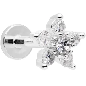 16 Gauge 1/4 Clear CZ Star Internally Threaded Labret