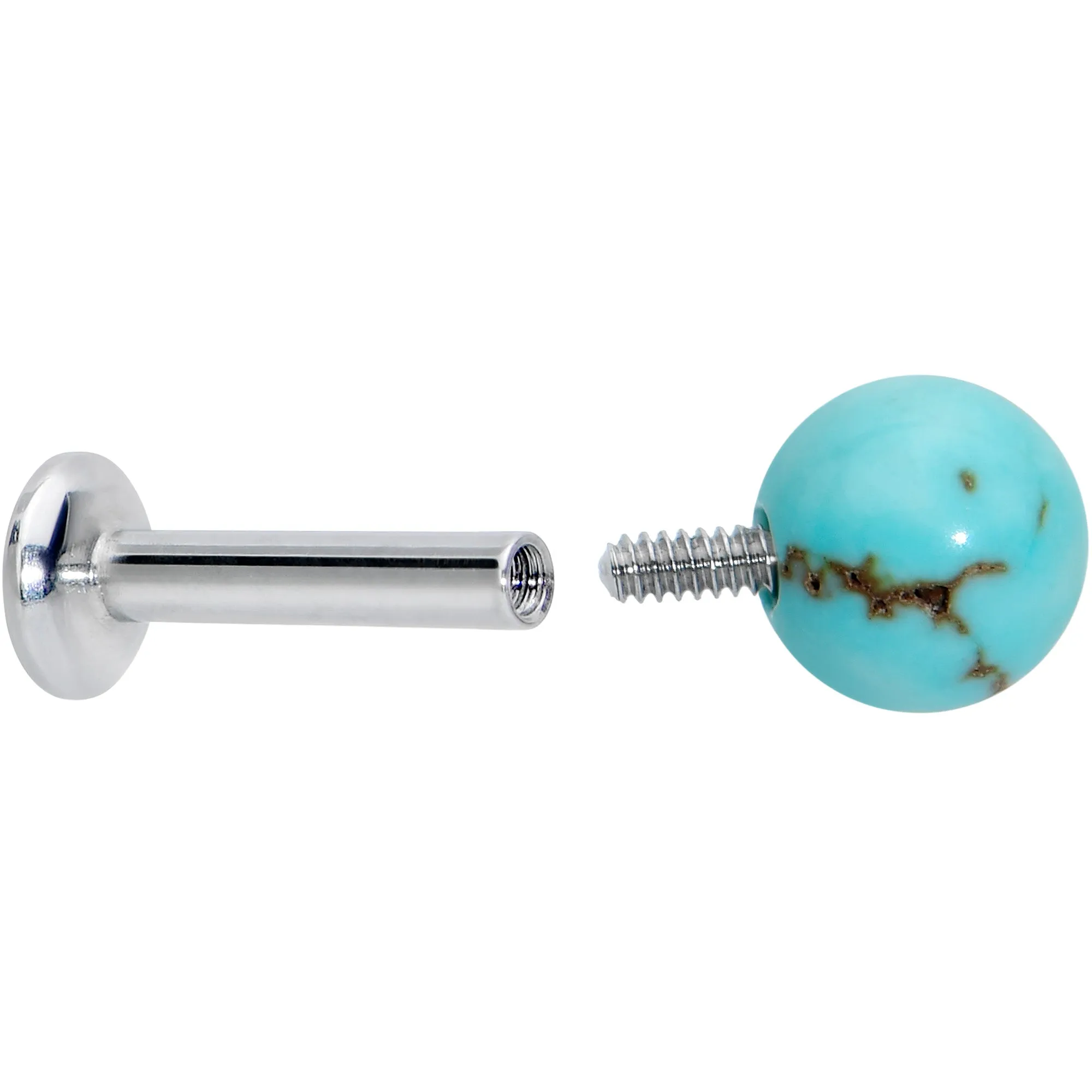 16 Gauge 1/4 Elegant Blue Turquoise Internally Threaded Labret Tragus