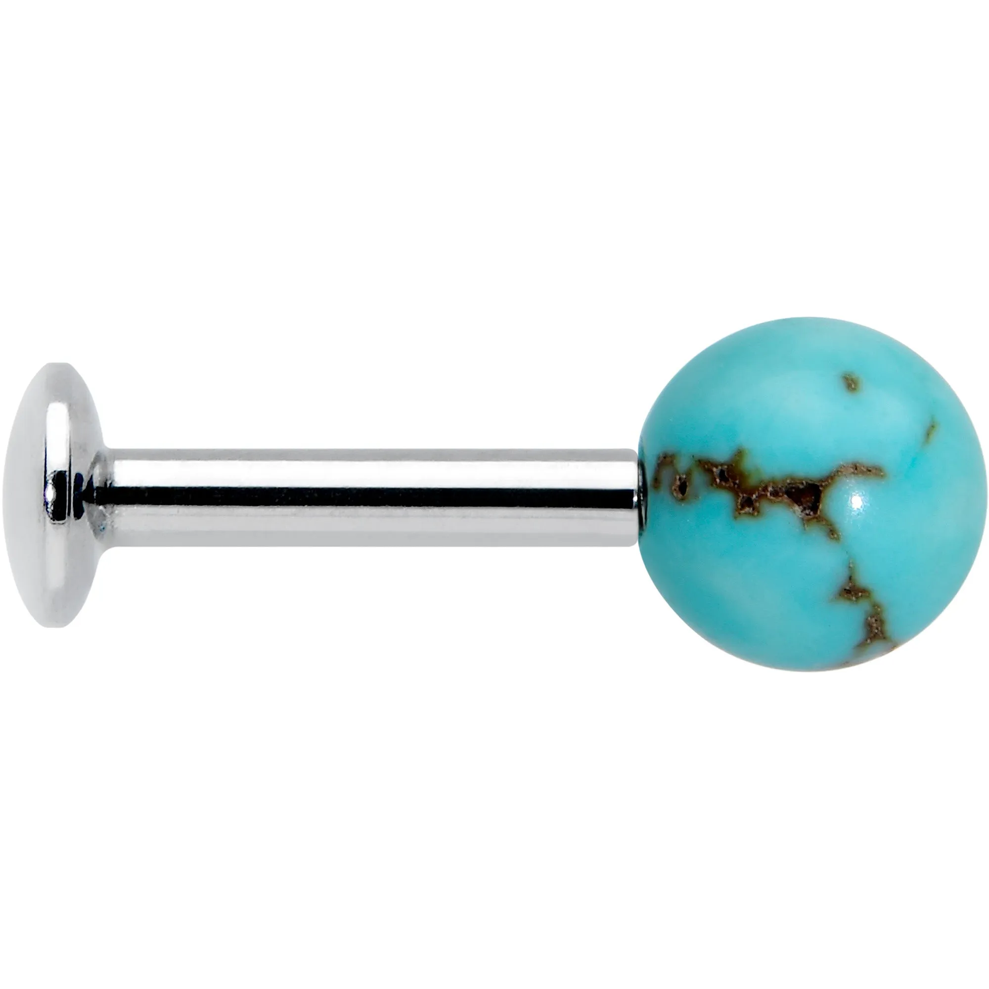 16 Gauge 1/4 Elegant Blue Turquoise Internally Threaded Labret Tragus