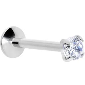 16 Gauge 3/8 3mm Clear CZ Gem G23 Titanium Internally Threaded Labret