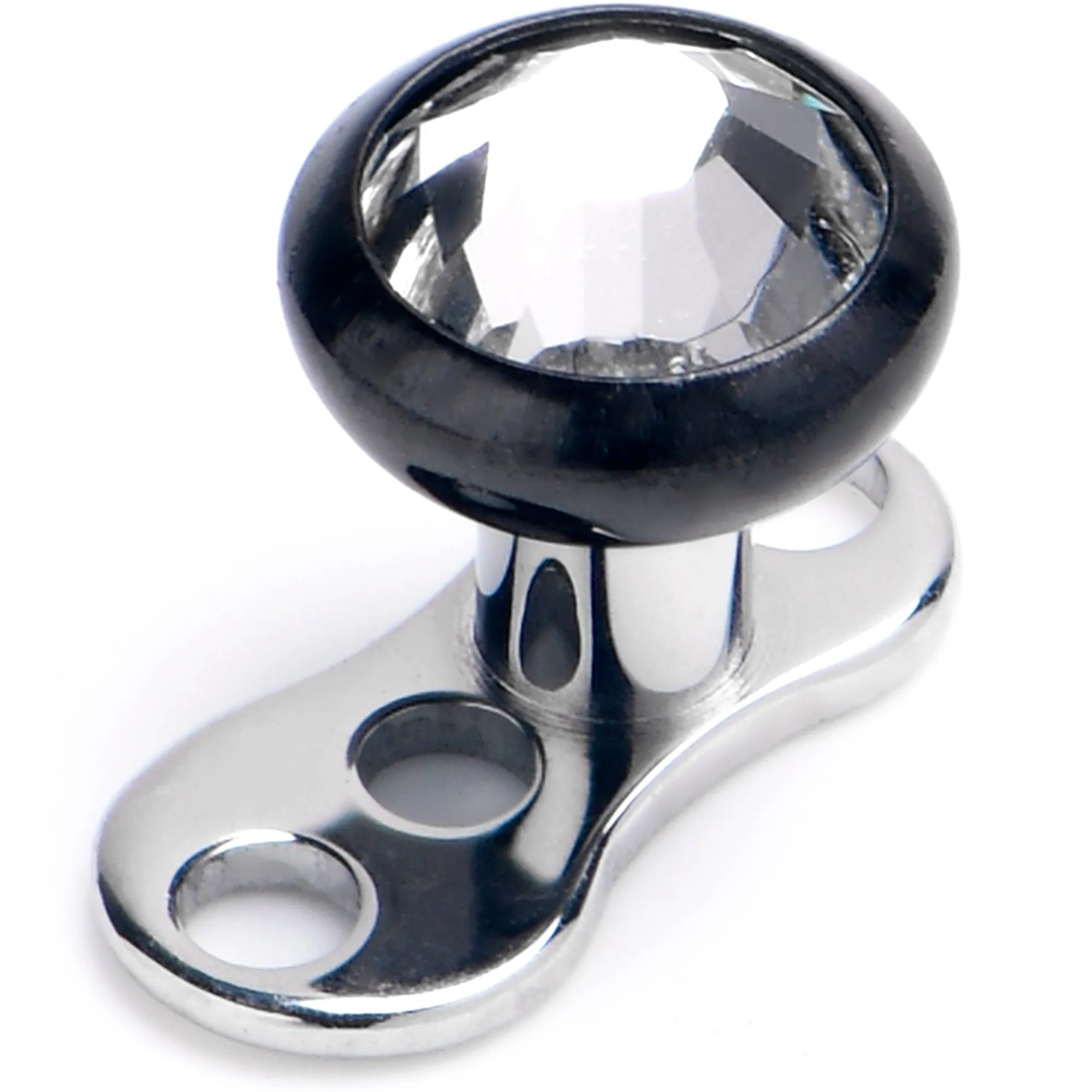 16 Gauge 4mm Gem Bezel Black Top 3 Hole Dermal Implant Grade Titanium Anchor Base