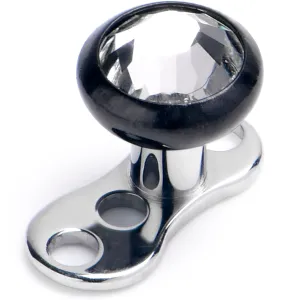 16 Gauge 4mm Gem Bezel Black Top 3 Hole Dermal Implant Grade Titanium Anchor Base