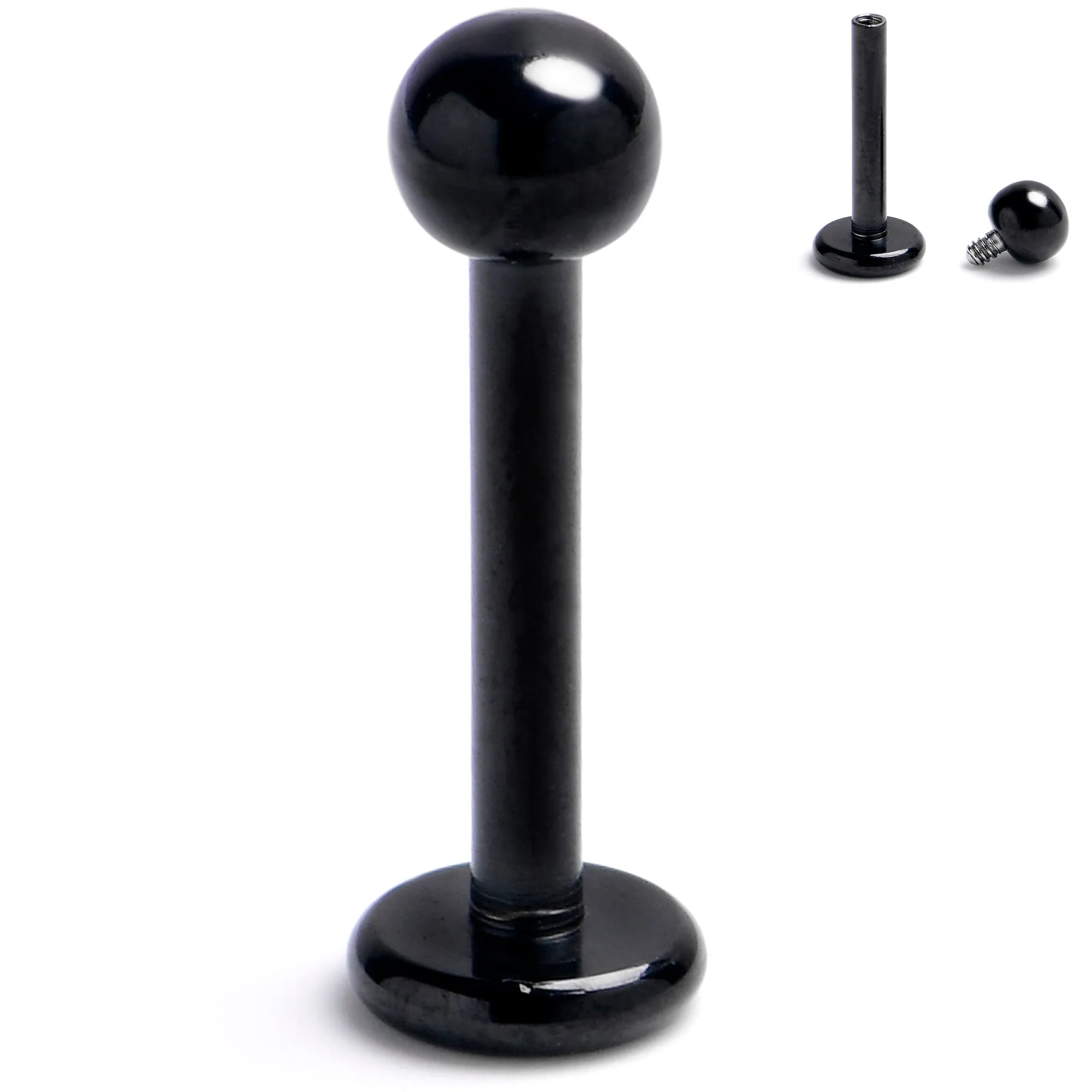 16 Gauge 5/16 Black Internally Threaded Ball End Labret Monroe Tragus