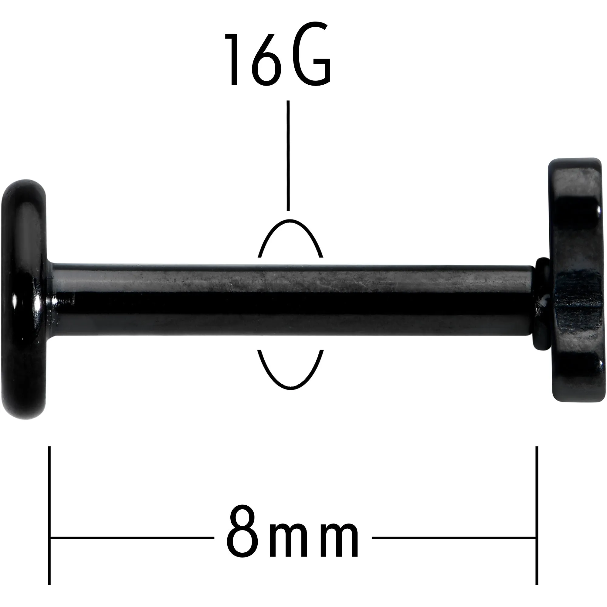 16 Gauge 5/16 Black Simple Butterfly Internally Threaded Labret Tragus