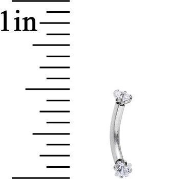 16 Gauge 5/16 Clear 2mm CZ Steel Internally Threaded Eyebrow Ring