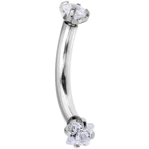 16 Gauge 5/16 Clear 2mm CZ Steel Internally Threaded Eyebrow Ring