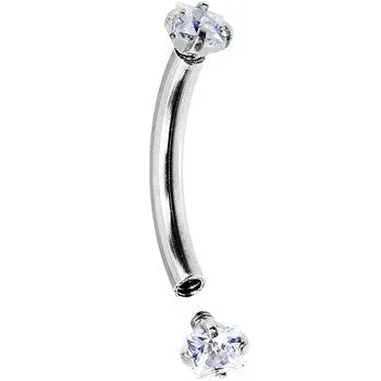 16 Gauge 5/16 Clear 2mm CZ Steel Internally Threaded Eyebrow Ring