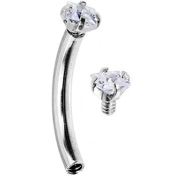 16 Gauge 5/16 Clear 2mm CZ Steel Internally Threaded Eyebrow Ring
