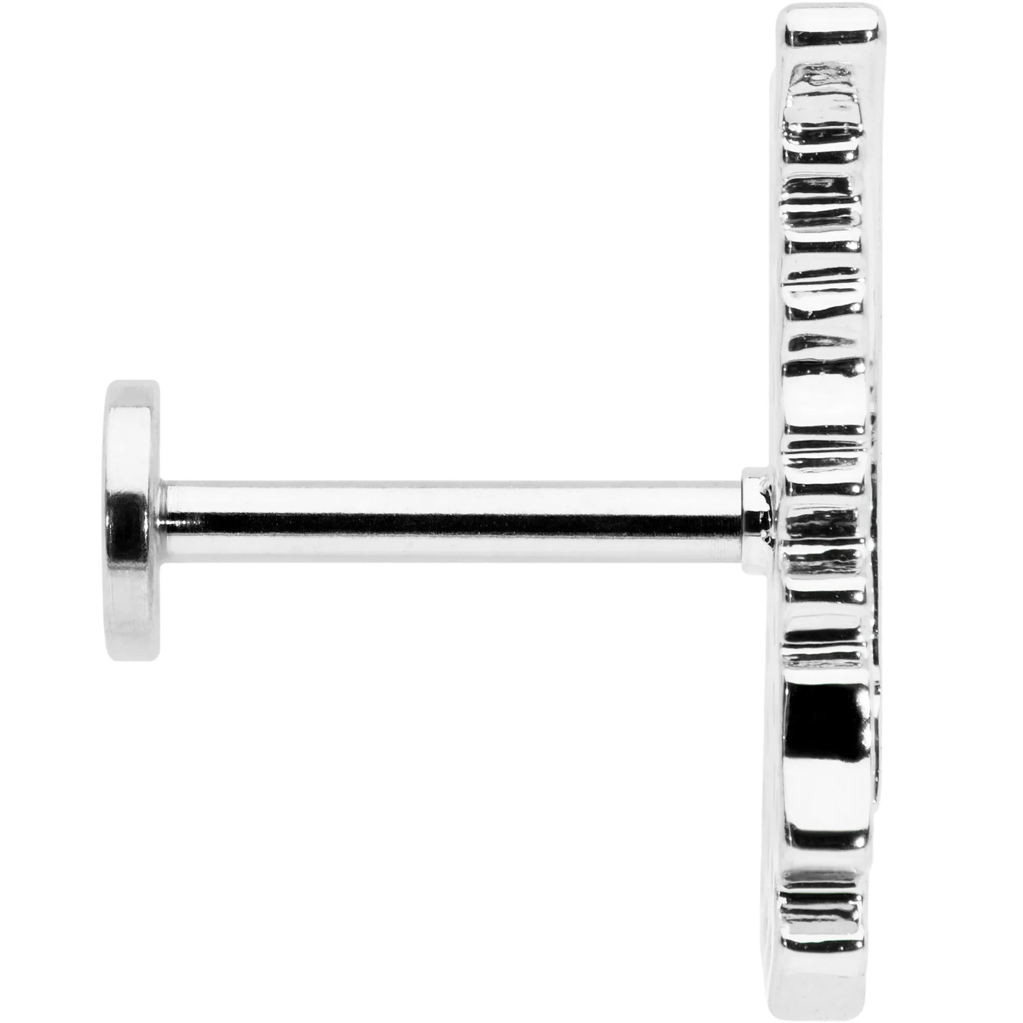 16 Gauge 5/16 Clear CZ Gem Feather Internally Threaded Labret Tragus