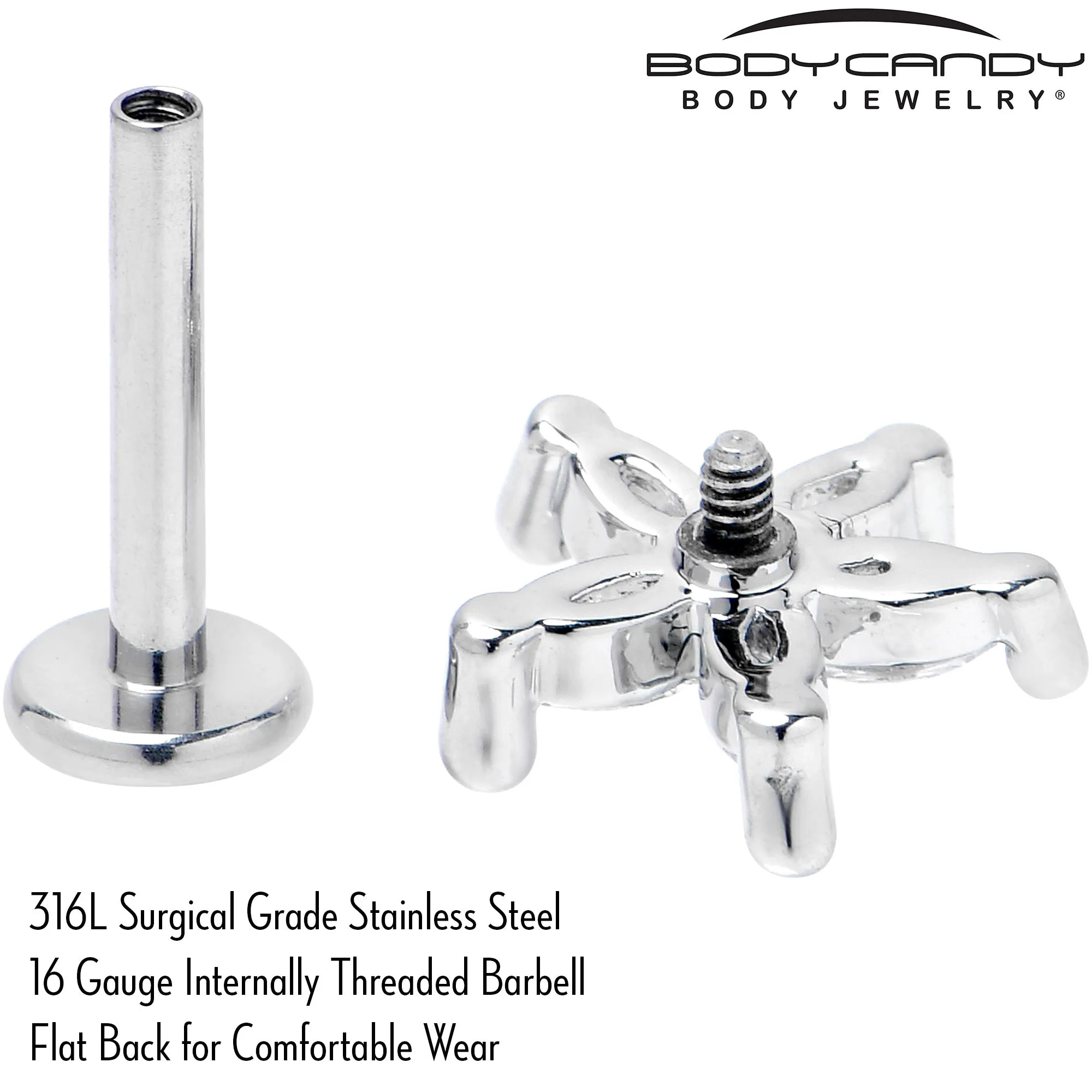 16 Gauge 5/16 Clear CZ Gem Flower Fantastic Internally Threaded Labret