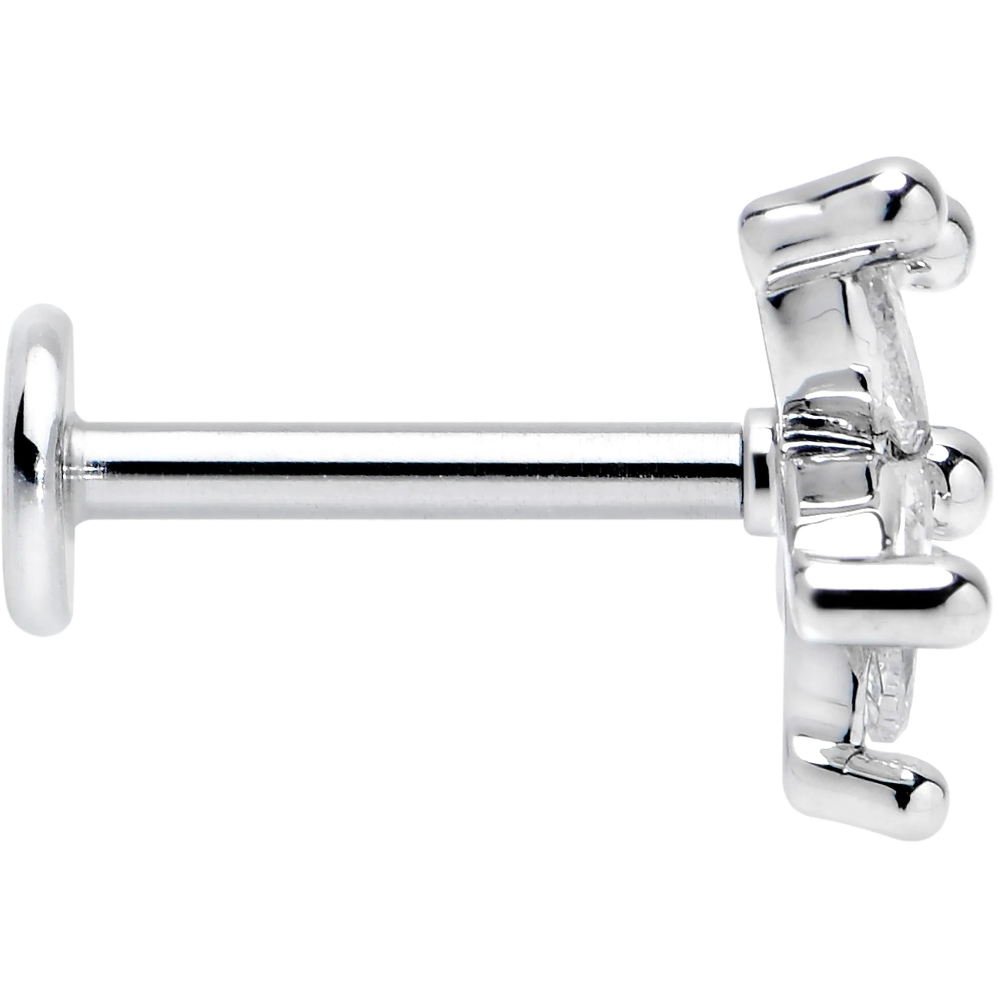 16 Gauge 5/16 Clear CZ Gem Flower Fantastic Internally Threaded Labret