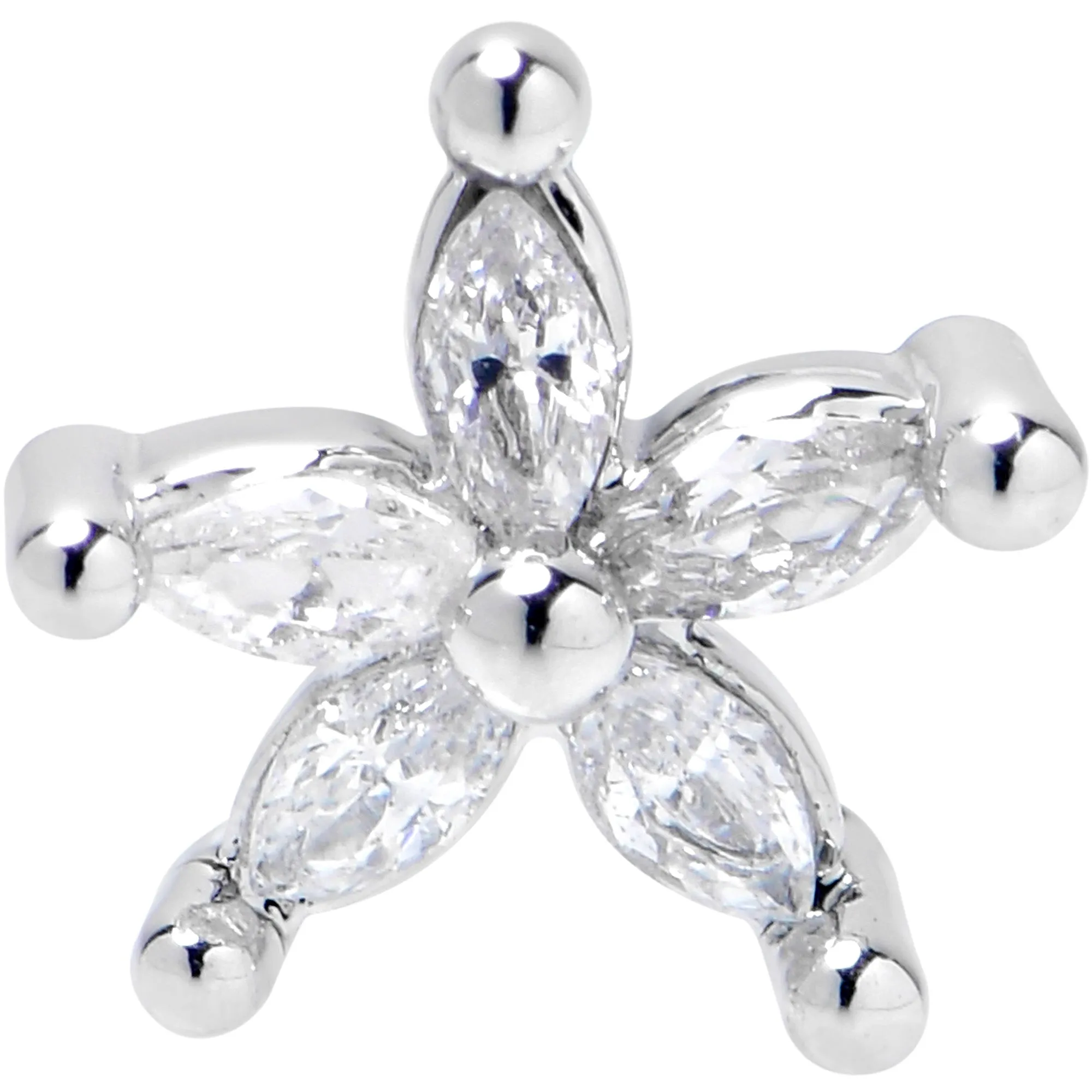 16 Gauge 5/16 Clear CZ Gem Flower Fantastic Internally Threaded Labret
