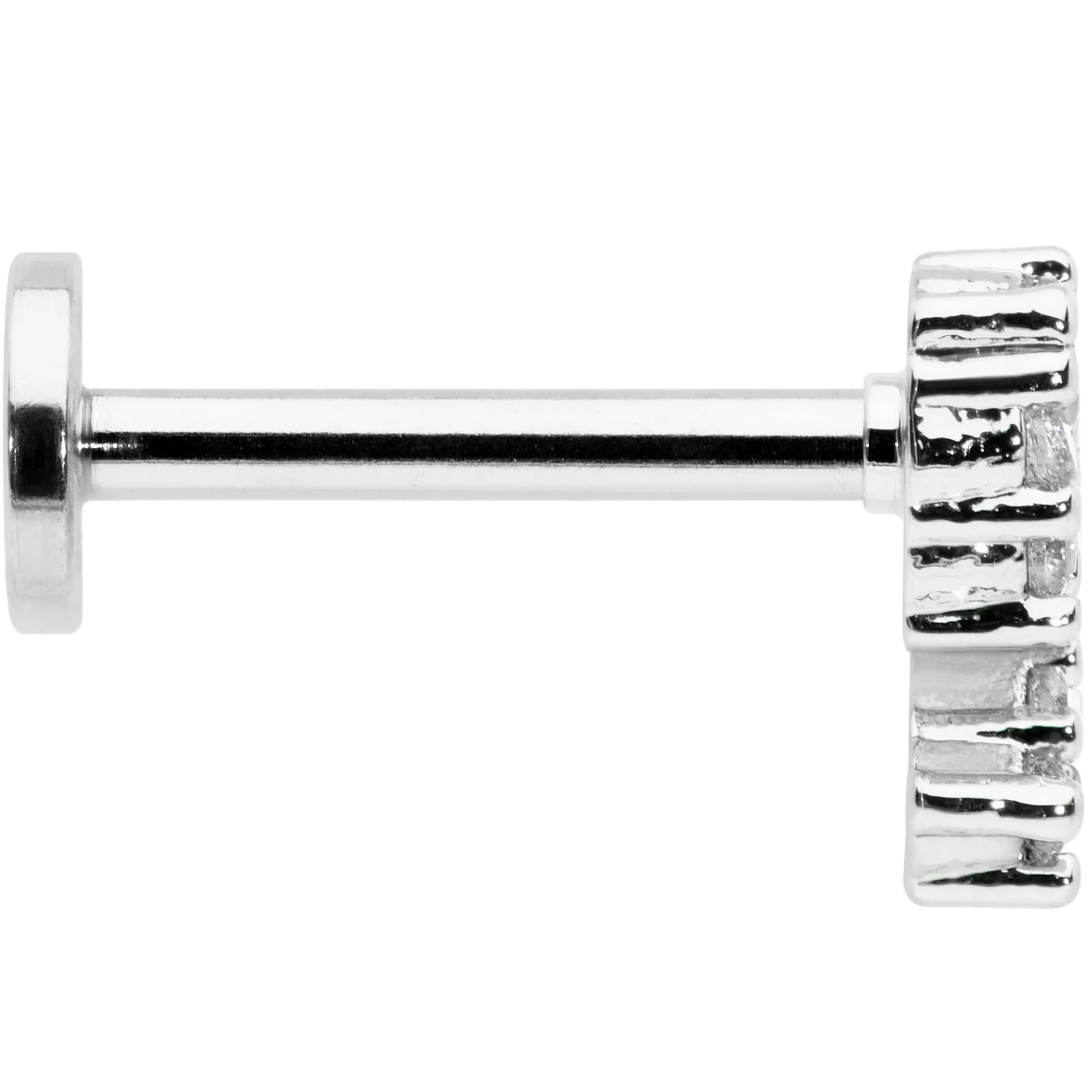 16 Gauge 5/16 Clear CZ Gem Half Heart Internal Thread Labret Tragus