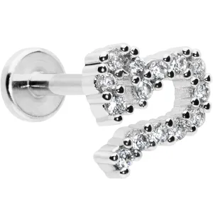 16 Gauge 5/16 Clear CZ Gem Half Heart Internal Thread Labret Tragus