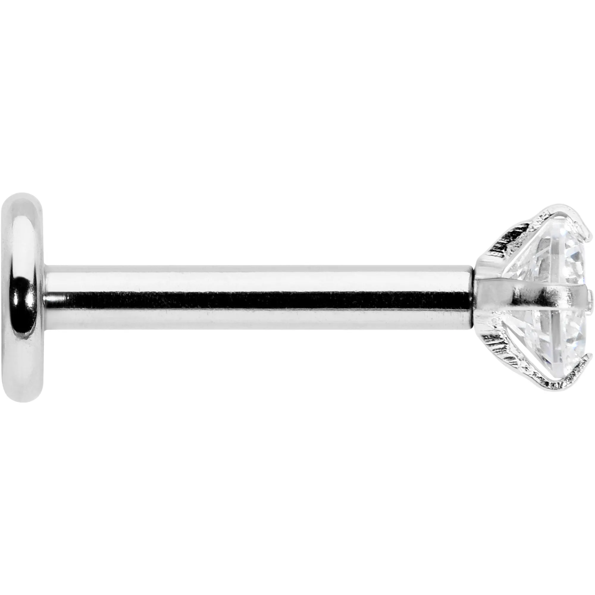 16 Gauge 5/16 Clear Gem Round End Internally Threaded Labret Tragus