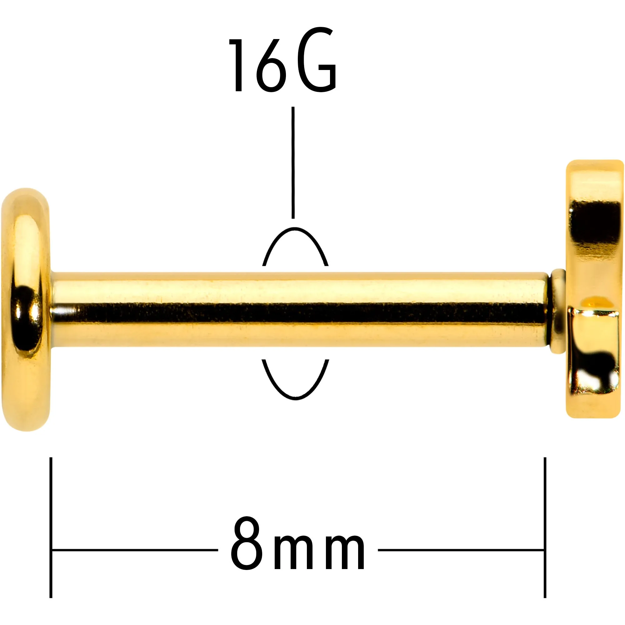 16 Gauge 5/16 Gold Tone Simple Butterfly Internal Thread Labret Tragus