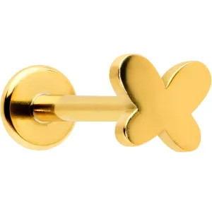 16 Gauge 5/16 Gold Tone Simple Butterfly Internal Thread Labret Tragus