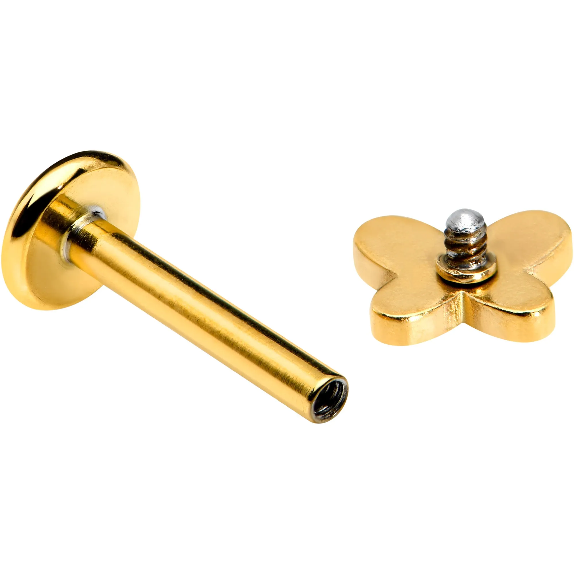 16 Gauge 5/16 Gold Tone Simple Butterfly Internal Thread Labret Tragus