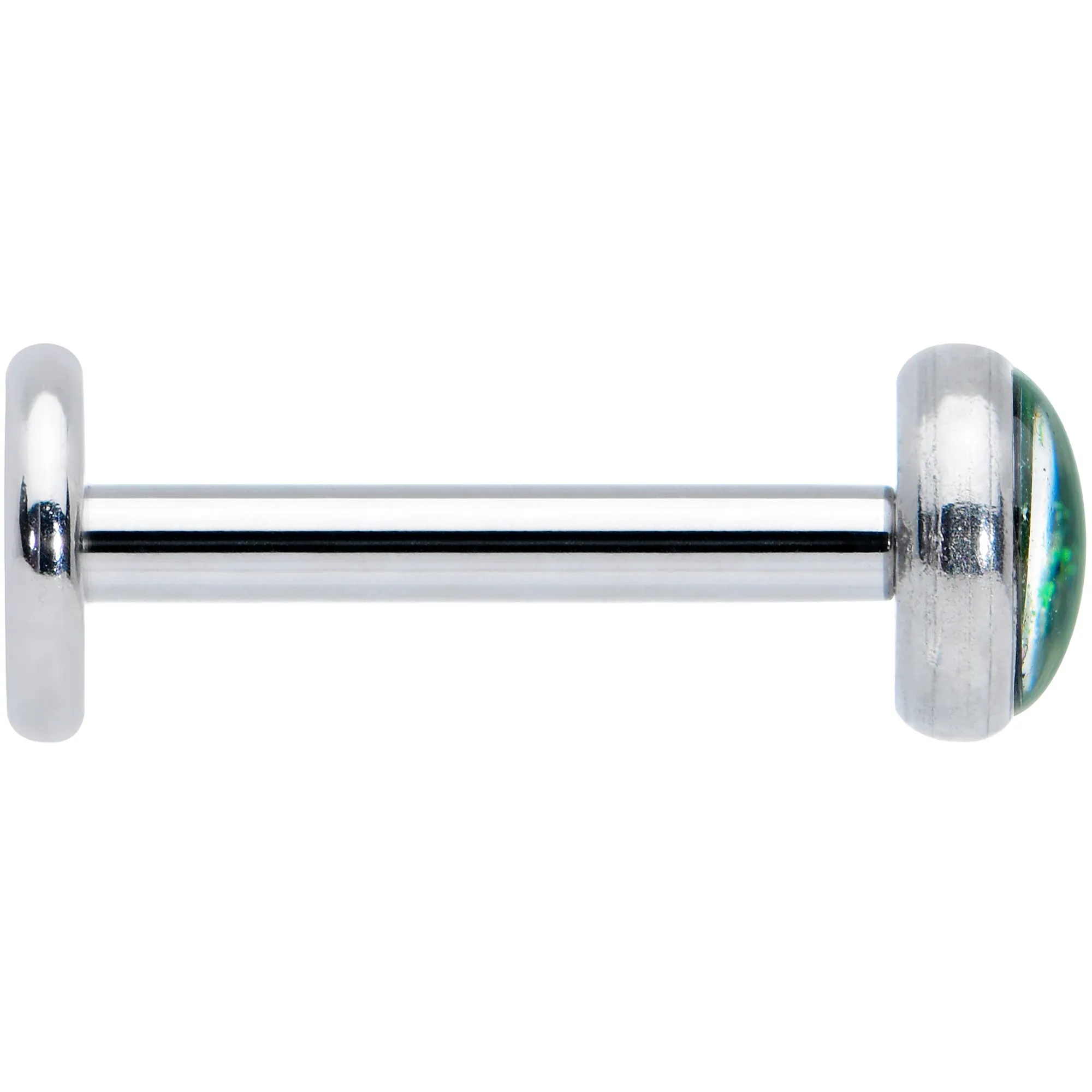 16 Gauge 5/16 Green Faux Opal Internally Threaded Labret Monroe Tragus