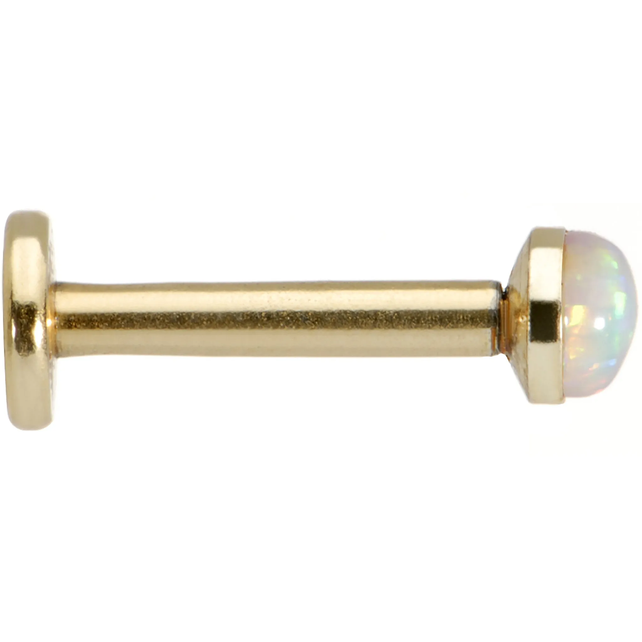 16 Gauge 5/16 White 3mm Synthetic Opal Internally Threaded Labret