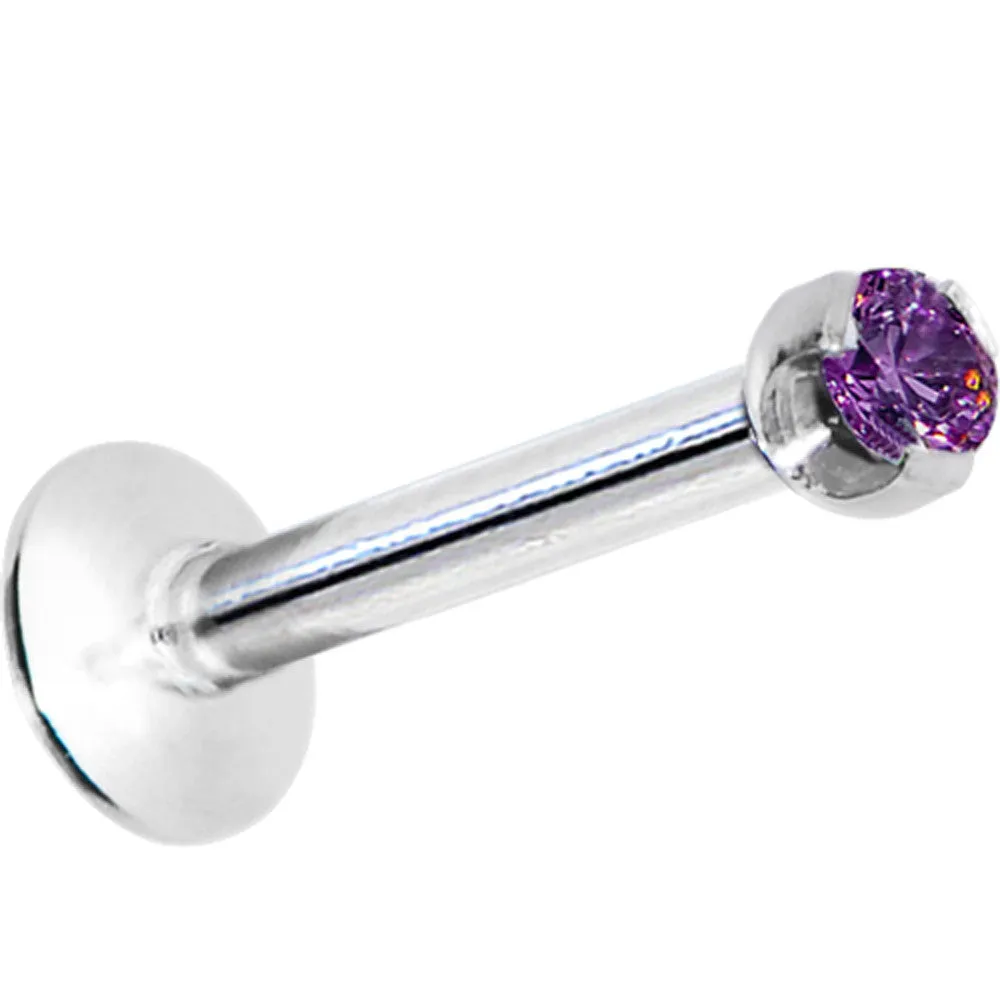 16 Gauge Purple 2mm Gem Internally Threaded Labret Monroe Tragus