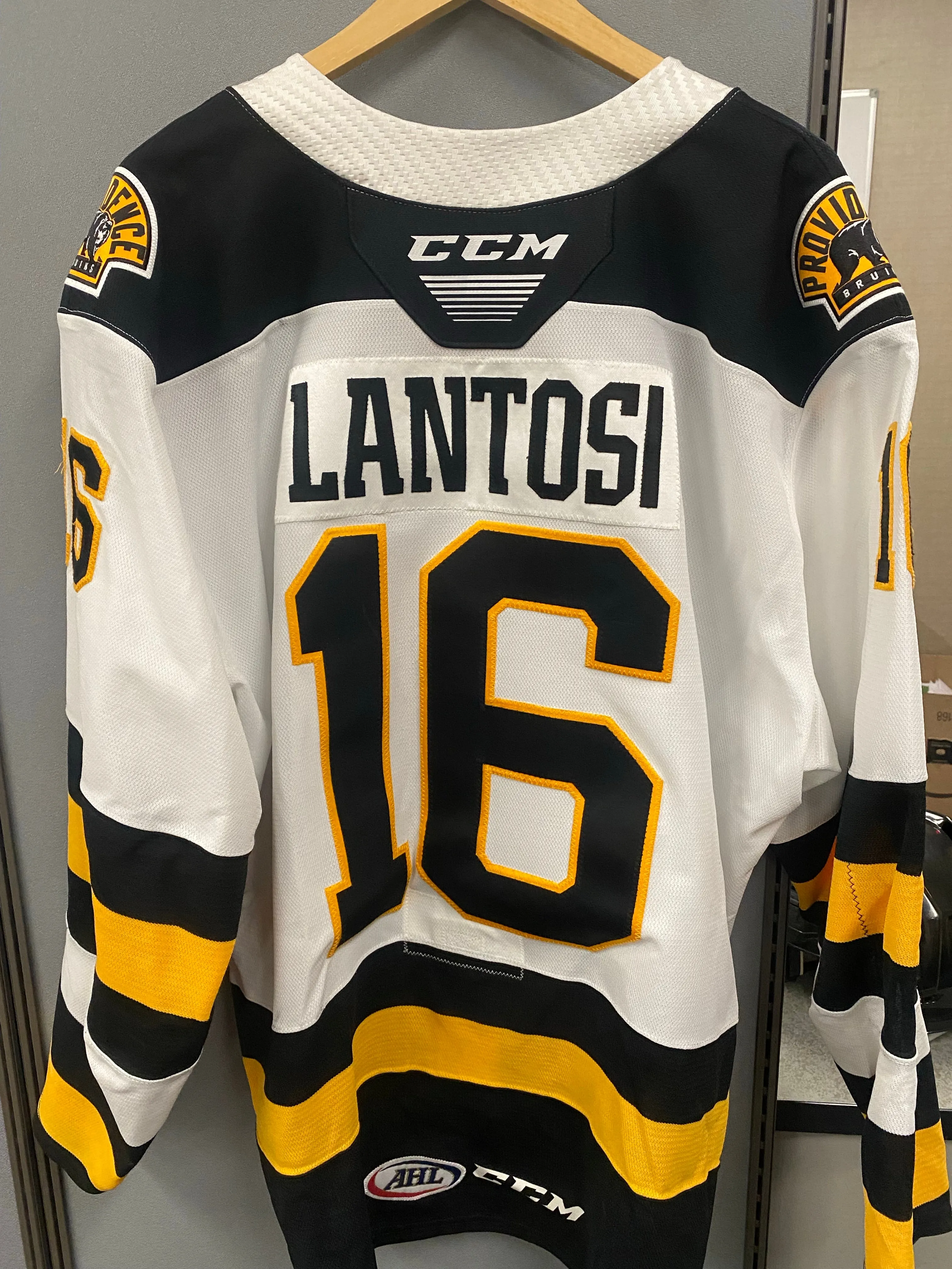 #16 Robert Lantosi 2020-21 Game Worn White Jersey