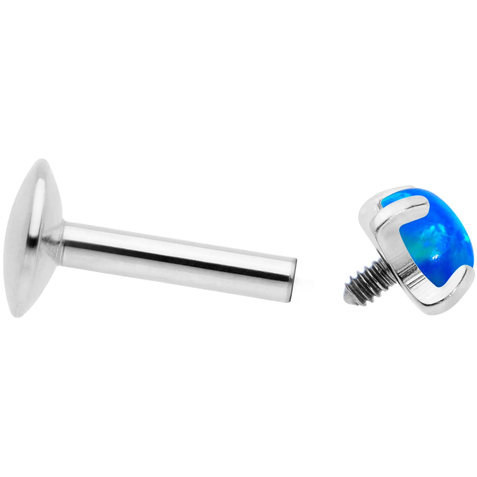 16G 1/4 3mm Blue Syn Opal G23 Titanium Internal Thread Labret