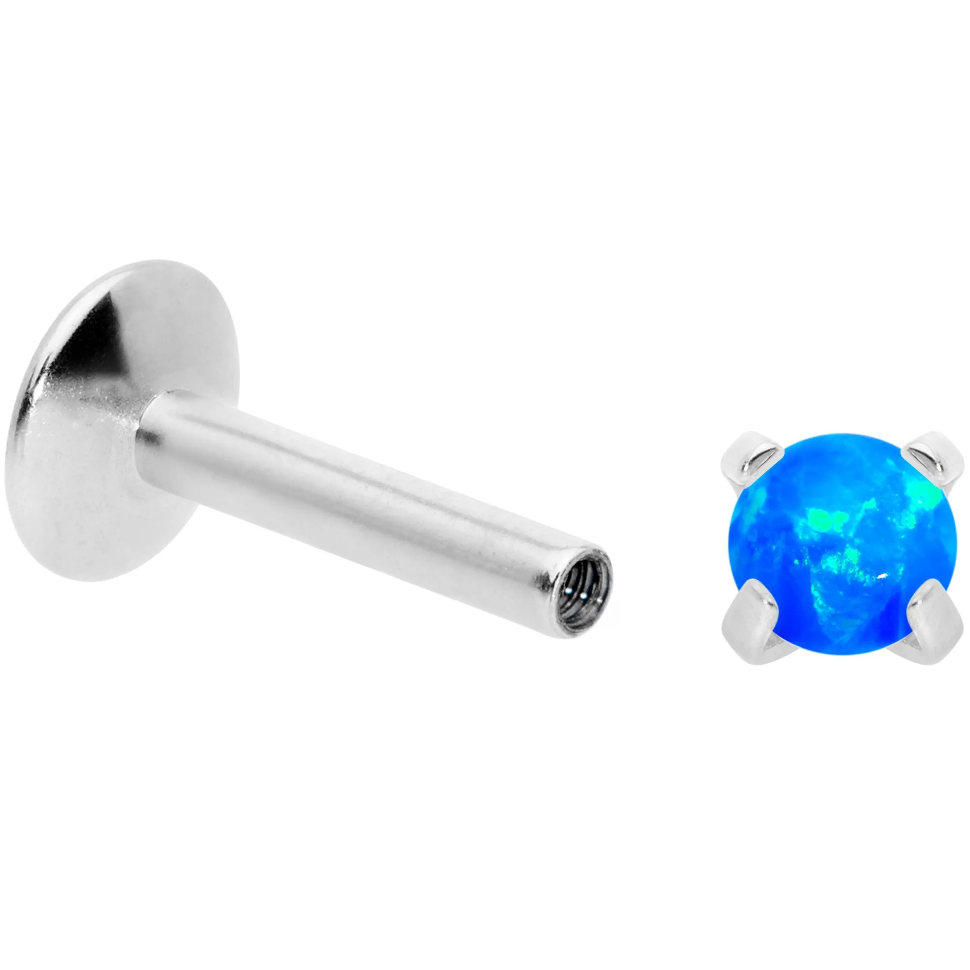16G 1/4 3mm Blue Syn Opal G23 Titanium Internal Thread Labret