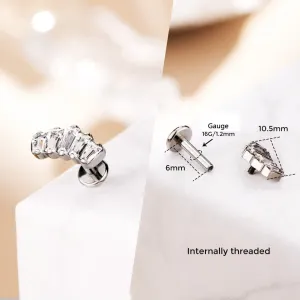 16G Titanium Internally Threaded Crown CZ Helix Cartilage Stud