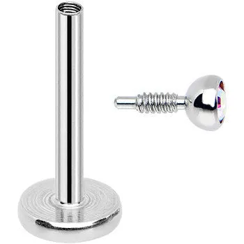 18 Gauge 5/16 Aurora 2mm CZ Internally Threaded Labret Monroe Tragus