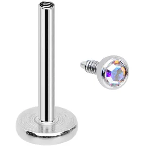 18 Gauge 5/16 Aurora 2mm CZ Internally Threaded Labret Monroe Tragus