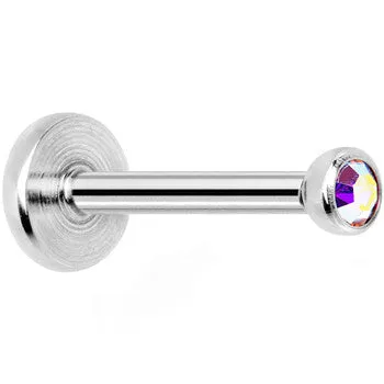 18 Gauge 5/16 Aurora 2mm CZ Internally Threaded Labret Monroe Tragus