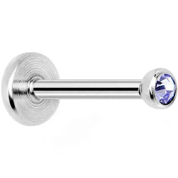 18 Gauge 5/16 Tanzanite 2mm CZ Gem Internally Threaded Labret